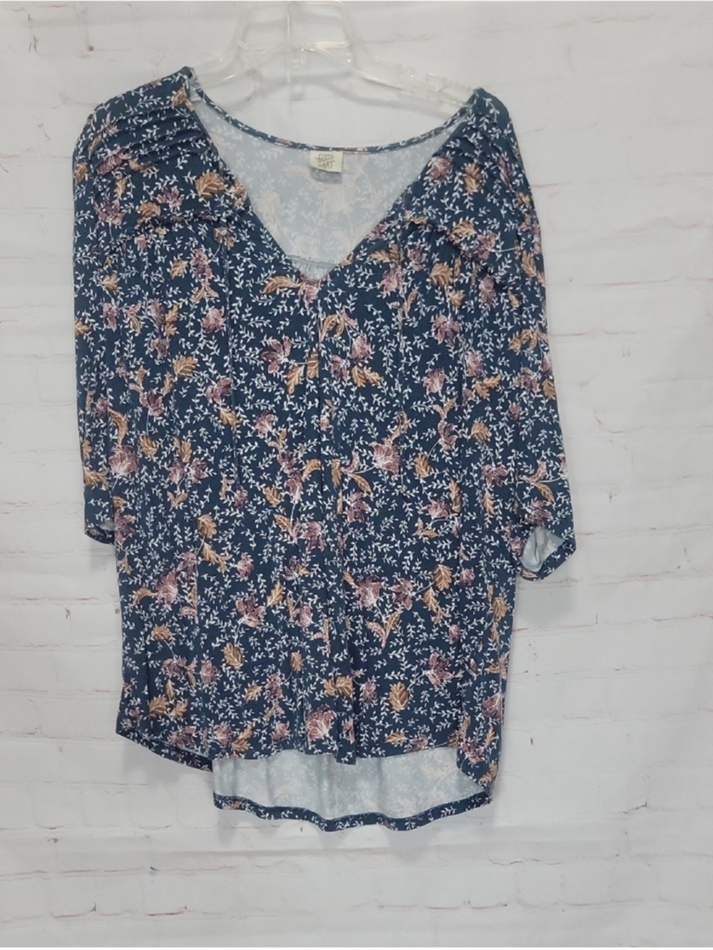 3/$10 Women's Navy Floral V-Neck Tunic Top Size XXL